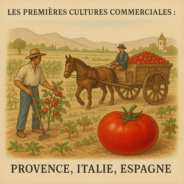 Premières cultures commerciales de tomates en Provence, Italie et Espagne, illustration XIXe siècle