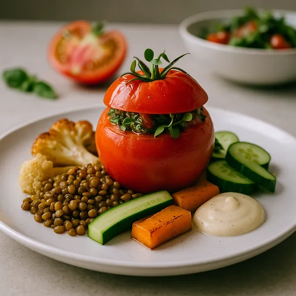 Assiette végétarienne moderne à base de tomates