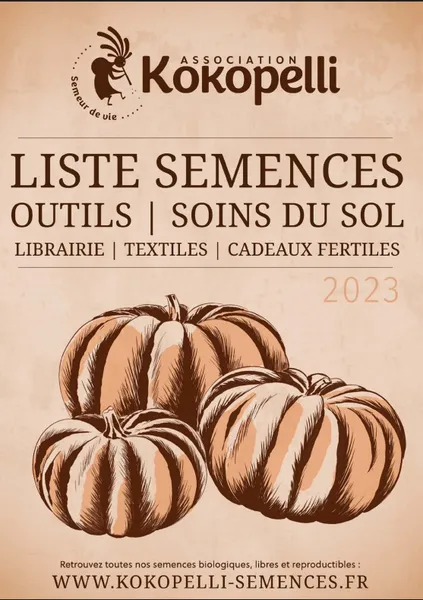 Couverture du catalogue Kokopelli 2023 avec légumes anciens