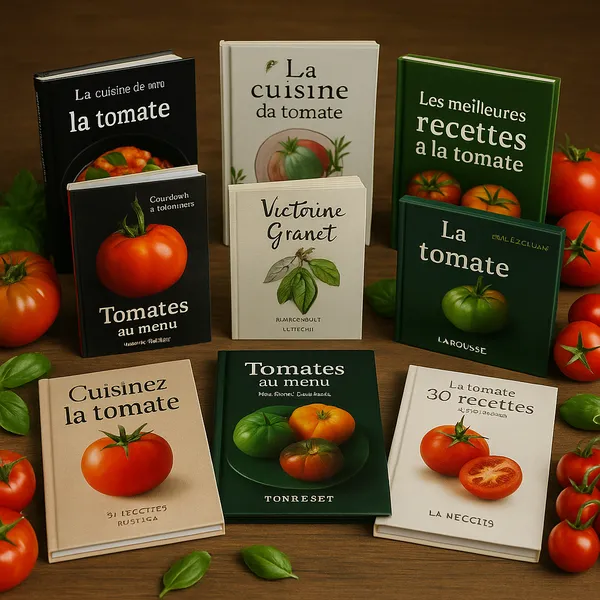 Sélection de livres classiques sur la cuisine à base de tomate, avec couvertures originales de Christine France, Sonia Ezgulian, Liliane Otal et autres