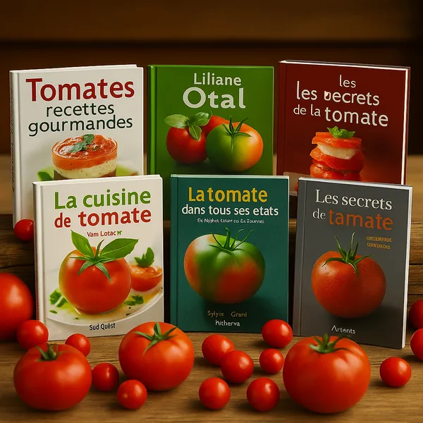 Livres de recettes créatives à base de tomate, avec des ouvrages de Chantal Descazeaux, Yann Leclerc, Sonia Ezgulian et autres
