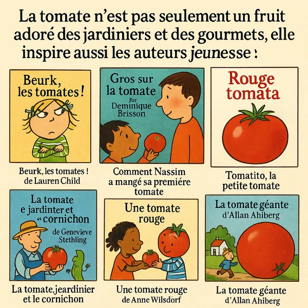 Sélection de livres jeunesse mettant en scène des tomates