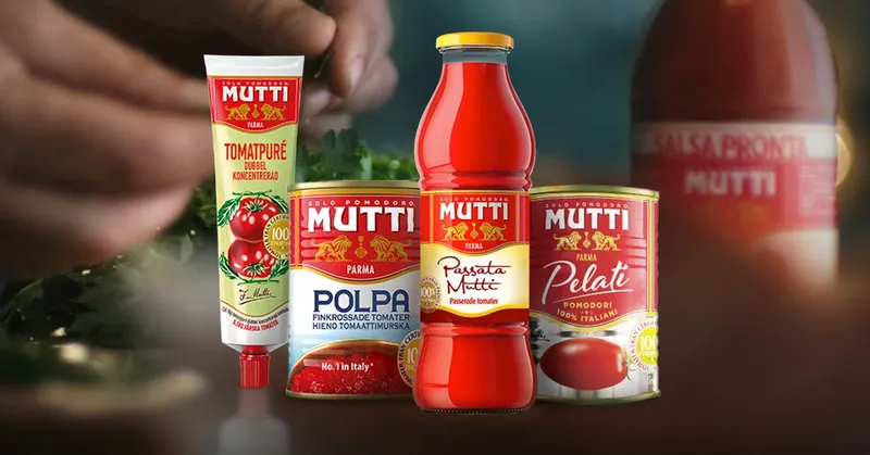 Publicité Mutti – gamme de sauces tomates