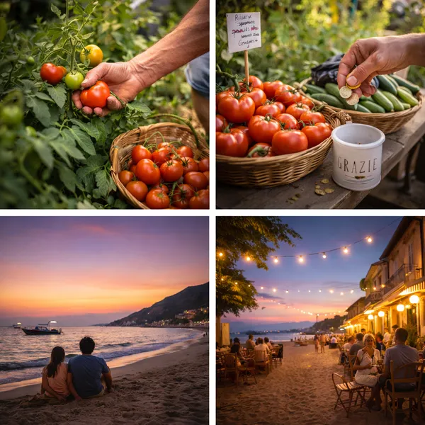 Vie quotidienne à marina di Santa Caterina dello Ionio entre potager, partage et soirées d’été