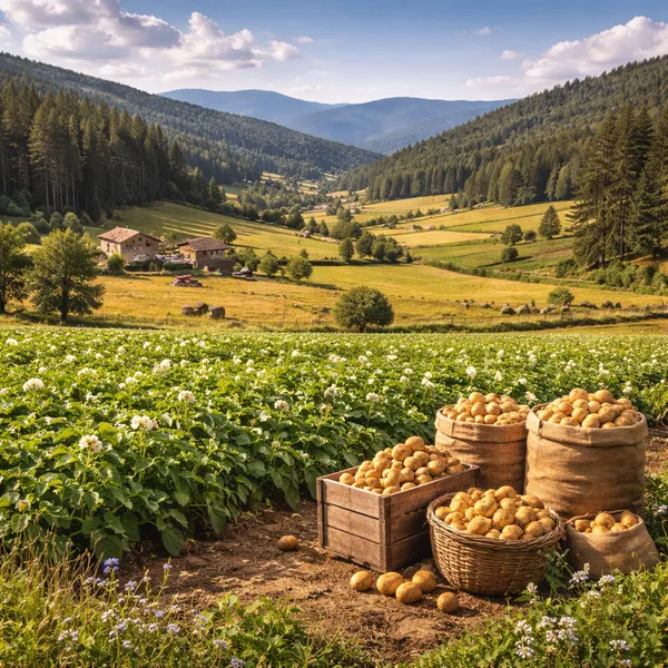Champs cultivés et pâturages de la Sila, région agricole de montagne en Calabre
